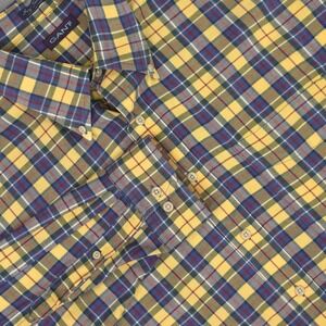 Gant Shirt Mens XL Yellow Plaid Ivy Twill Long Sleeve Button Down Casual Preppy